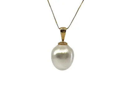 14K Yellow Gold 12.5mm South Sea Pearl Pendant with 10K Yellow Gold Chain