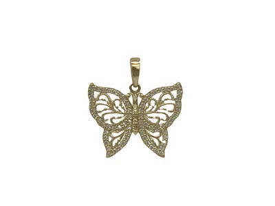 10K Gold Butterfly Cubic Zirconia Charm