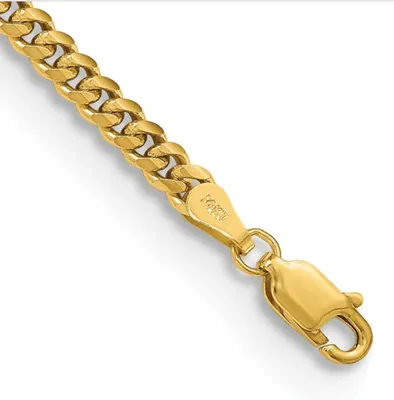 14K Yellow Gold Solid Miami Cuban Link Curb Chain
