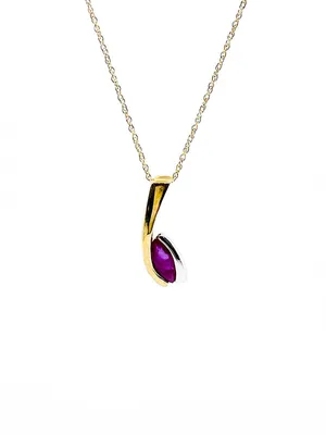 10K 2 Tone Gold Genuine Ruby Pendant