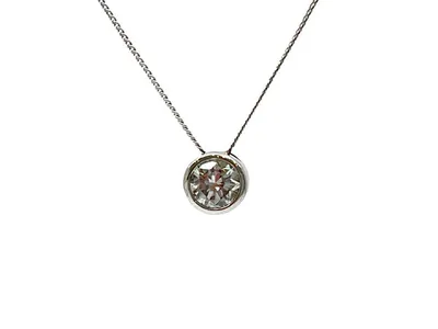 10K White Gold 0.20cttw Bezel Set Diamond Pendant, 18"