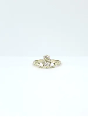 Yellow Gold Diamond Claddagh Ring