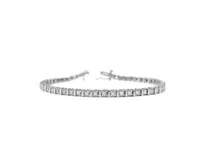 10K White Gold Diamond 1.00cttw round cut Tennis Bracelet