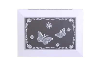 White Jewel Box with Butterflies AT402