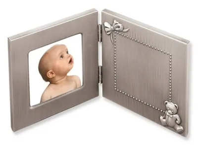 Pewter Finish Hinged Baby 3x3 Photo Frame