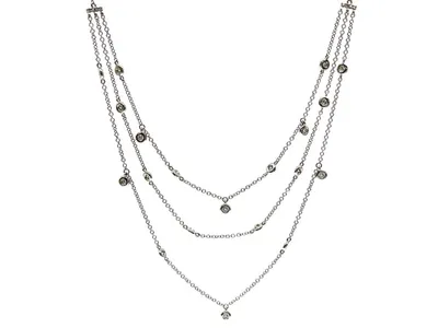 14K White Gold 0.39cttw 3 Tiered Diamond Necklace - 20 Inches