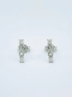 10K White Cubic Zirconia Infinity/Eternity Stud Earrings