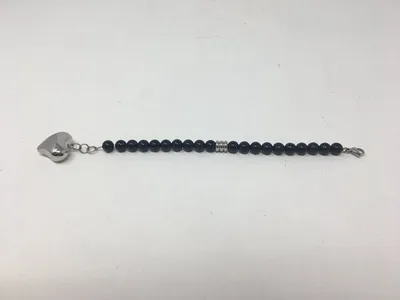 Black Bead Heart Bracelet
