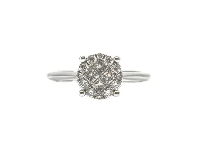 14K White Gold 0.47cttw Diamond Halo Engagement Ring, size 6.5