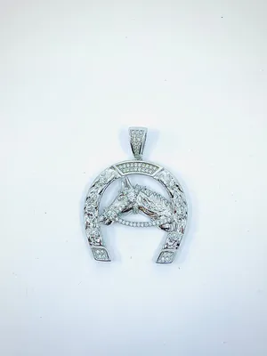 Horseshoe Sterling Silver Charm w /CZ