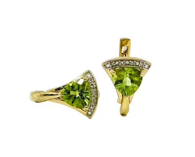 10K Yellow Gold Peridot & Diamond Earrings