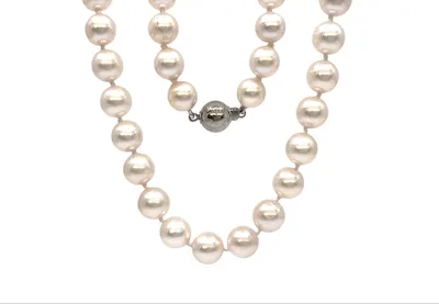 7.5-8.0mm White Cultured Pearl Strand with 14K White Gold Pearl Clasp - 20"