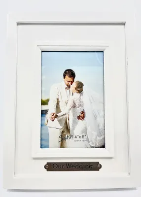 White Wedding Picture Frame 6” x 4” (15cm x 10cm)