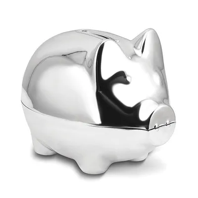 Silver-tone Finish Metal Piggy Bank