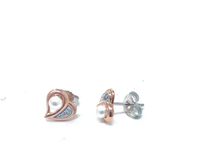 Rose Gold Pearl & Diamond Earrings