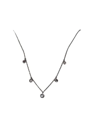 Sterling Silver Rhodium Plated 14-18 Inch Dangling CZ Necklace