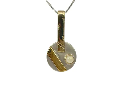 Silver & 18K Yellow Gold Plated Citrine Pendant, 18"