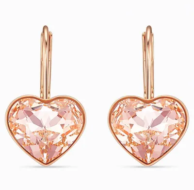 Bella V drop earrings, Round cut, Gold tone, Rose gold-tone plated