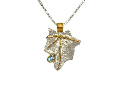 Sterling Silver & 18K Yellow Gold Plated 0.28cttw Blue Topaz Pendant, 18"