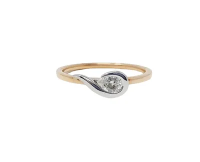 10K White & Rose Gold 0.20cttw Pear Cut Diamond Ring, size 6.5