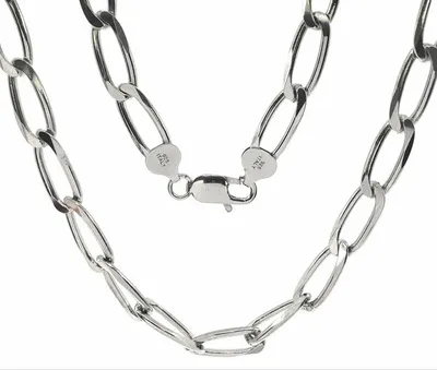 925 Sterling Silver 7.75mm Platinum Plated Six Sided Diamond Cut Paper Clip Chain - 22 Inches