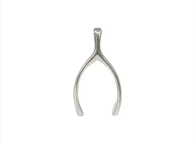 10K White Gold Wishbone Charm - 23mm x 12mm