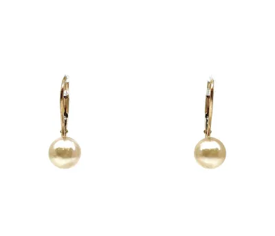 14K Yellow Gold 6.5-7mm Cultured Pearl Earrings with Lever Backs