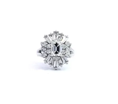 14K White Gold 2.66cttw Diamond Halo Engagement Ring, Size 6.5