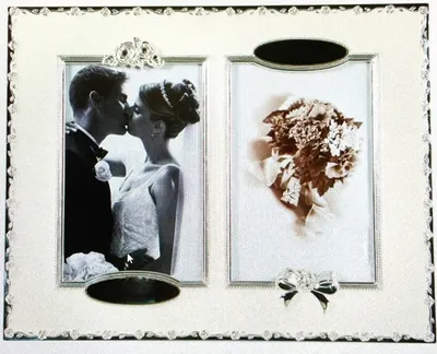 Pure White Epoxy Double 4 x 6 Frame with Engravable Plates - 10.75" x 0.5" x 0.9"