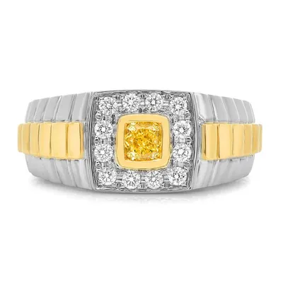 14K 2 Tone Gold Natural Fancy Yellow and White Diamond Ring