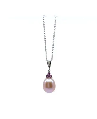 Pink Fresh Water Pearl, Pink Sapphire & Diamond Pendant