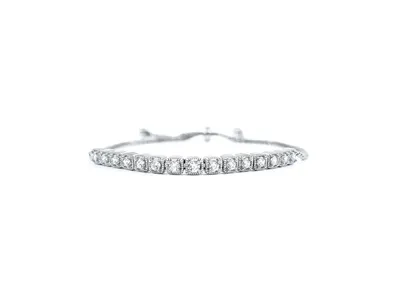 Sterling Silver & Cubic Zirconia  Adjustable Bracelet - inches / plated