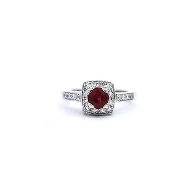 14K White Gold 0.75cttw Ruby and 0.35ttw Diamond Ring - Size 7