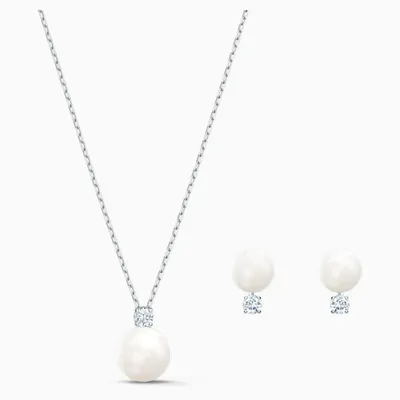 5569758 TREASURE PEARL SET, WHITE, RHODIUM PLATED - Core