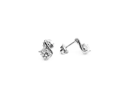 925 Sterling Silver 5mm Cubic Zirconia Swirl Stud Earrings - 12mm x 8mm