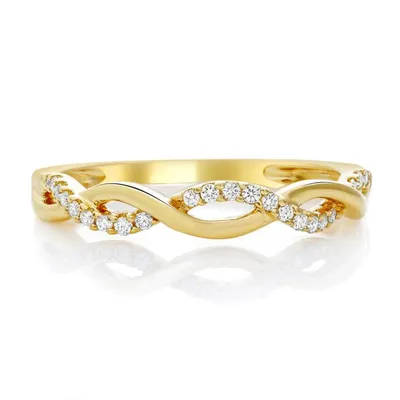 14K White, Yellow or Rose Gold 0.13cttw Diamond Wave Ring - 14K White Gold