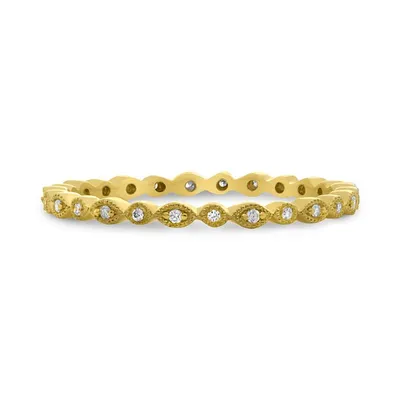 14K White, Yellow or Rose Gold 0.07cttw Diamond Marquise & Dot Eternity Band - 14K White Gold