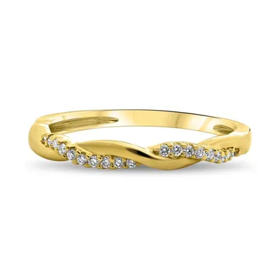 14K White, Yellow or Rose Gold 0.10cttw Diamond Twisted Pave Ring - 14K White Gold