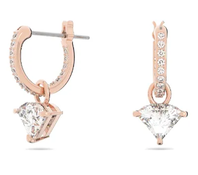 Swarovski Ortyx Drop Earrings, Triangle Cut, White, Rose Gold-tone Plated 5643738