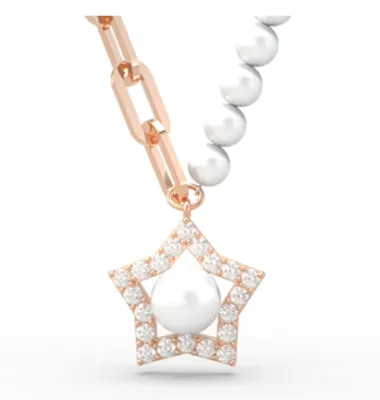 Swarovski Stella Pendant, Crystal Pearls, Star, White, Rose Gold-tone Plated 5645381