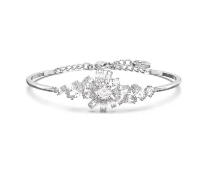 Swarovski Gema Bangle, Flower, White, Rhodium Plated 5644681