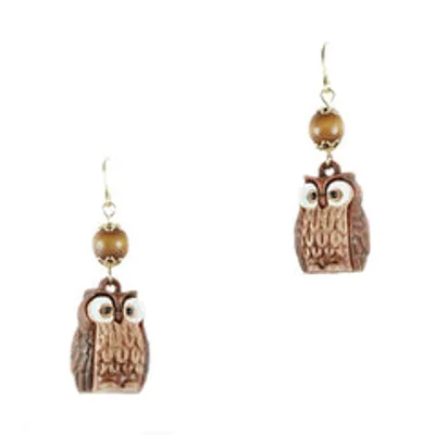 Wooden Owl Earrings