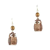 Wooden Owl Earrings