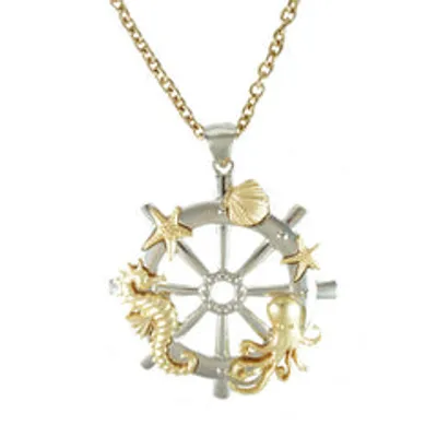 Ocean and Ship Wheel Necklace