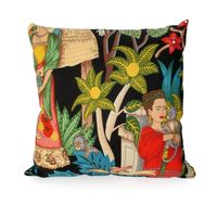 Frida In the Jungle Black Throw Pillow