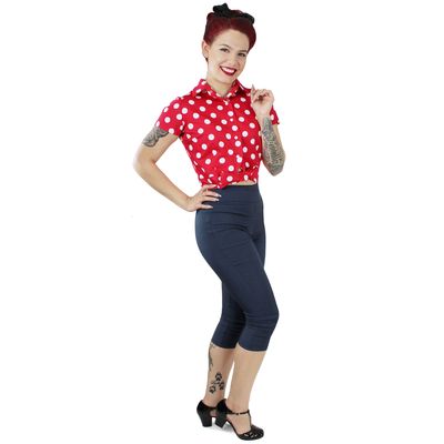 and White Polka Dot Knot Top
