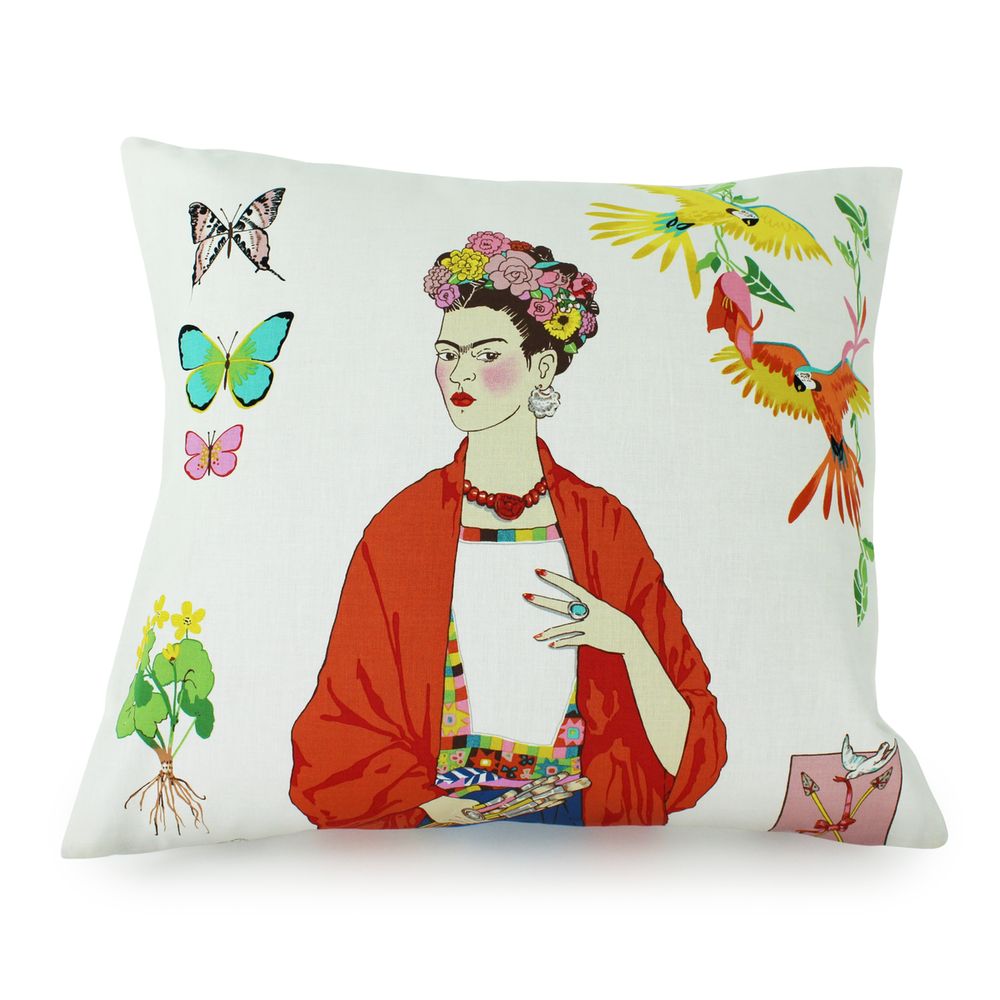 Frida White Throw Pillow Cover