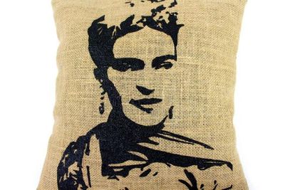 Frida Hand Printed Burlap Pillow Cover
