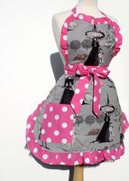 "Whisked Away" Gray and Pink Ghastlies Witch Apron