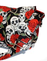 "What a Square" Black Skulls, Roses and Thorns Messenger Bag